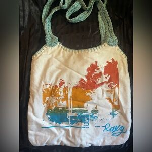 Roxy Crochet Colorful Canvas Tote Bag